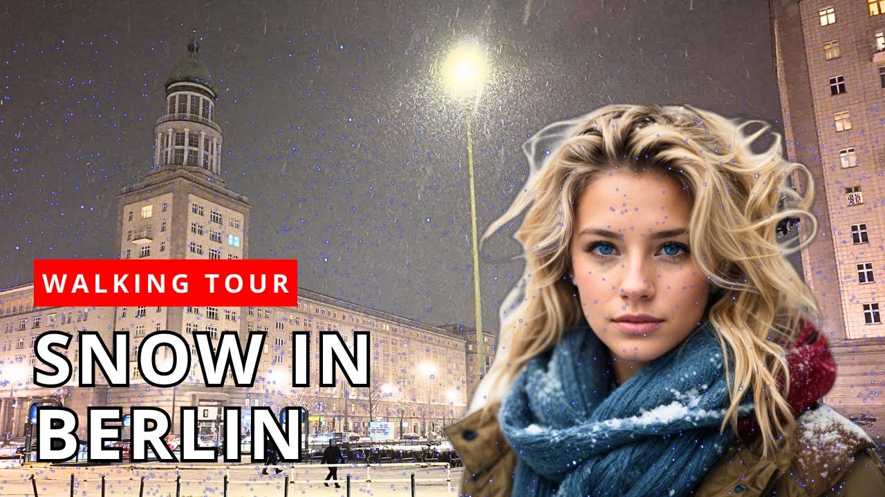 GERMAN WALKING TOUR 🇩🇪 Beautiful Snowfall in Berlin at night [4K/60fps] ❄️