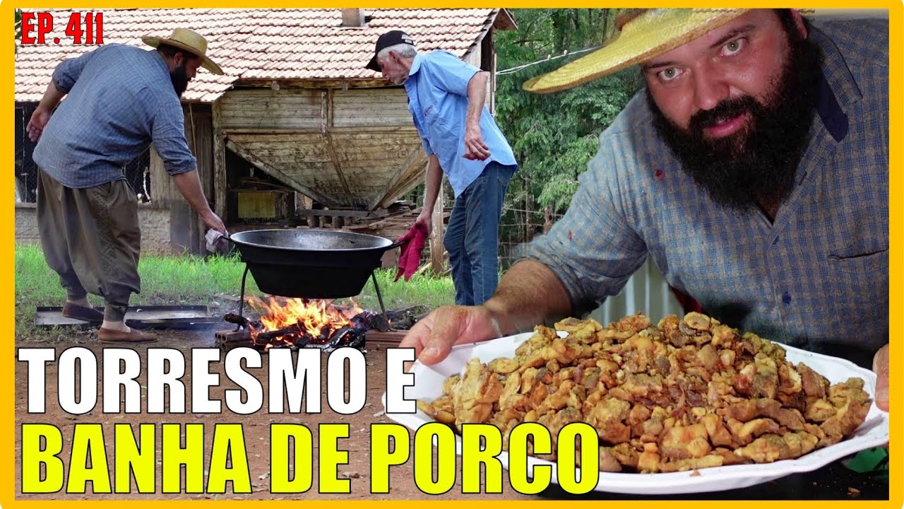 torresmo no tacho e banha de porco