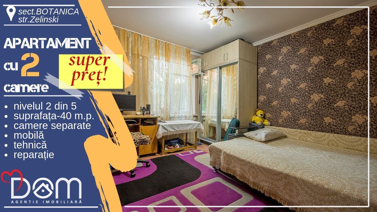 Apartament cu 2 camere separate, etajul 2 din 5, suprafața 40m.p. sect. Botanica (𝒗𝒊𝒏𝒅𝒖𝒕)