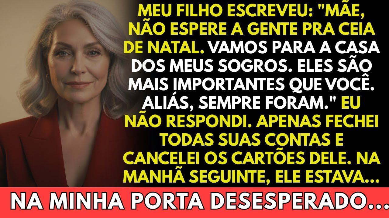 Meu filho escreveu_ _Vamos passar a ceia de NATAL com meus sogros._ Eles são mais importantes
