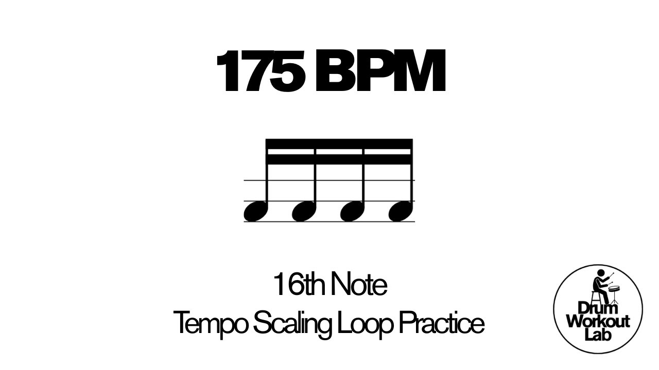 16th Note Drum Exercise | 1 e & a | 175 BPM | Drum Loop