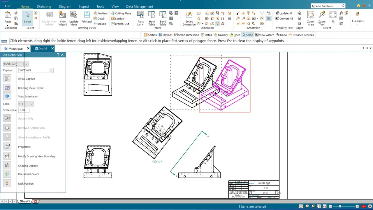 Solid Edge Lesson: Detailing - Placing Drawing Views