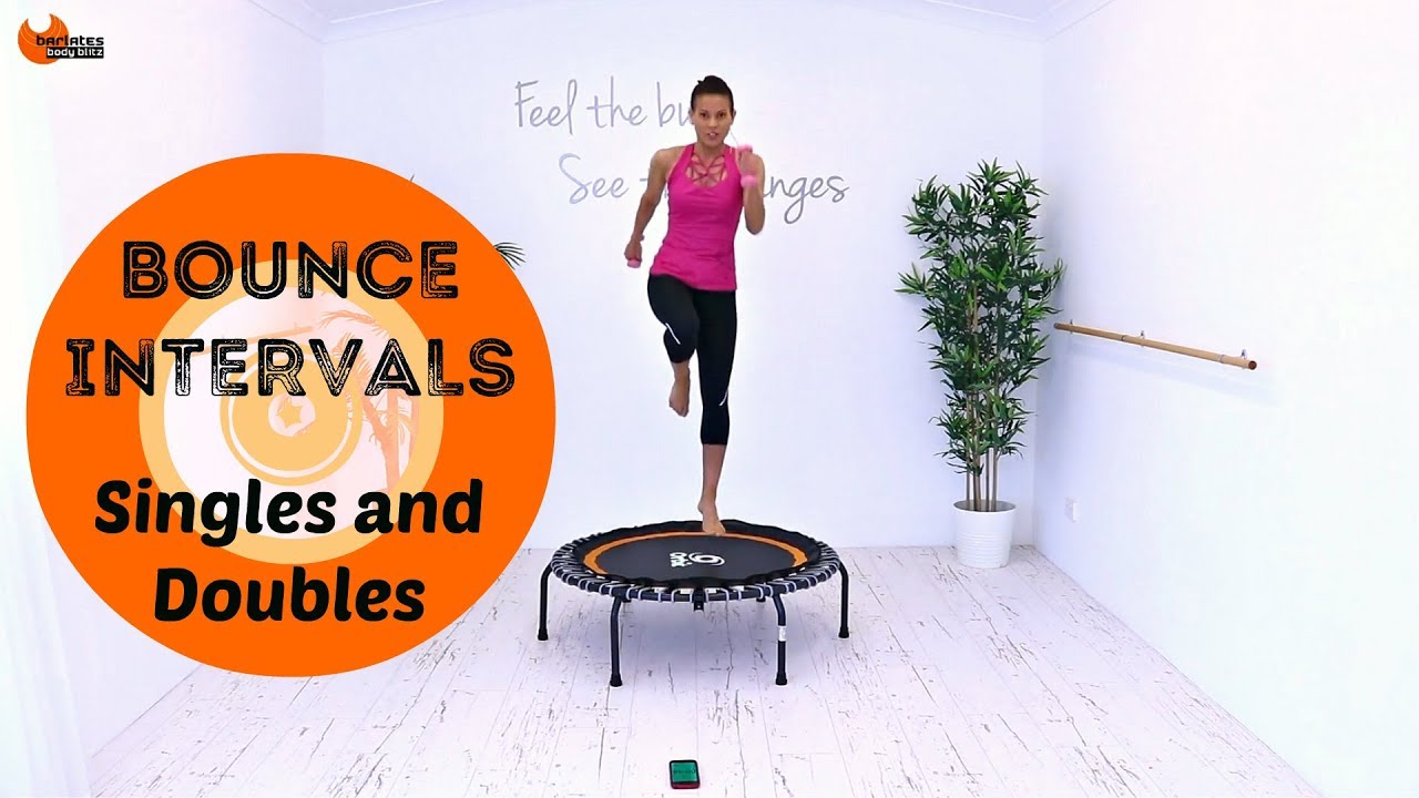Rebounder Workout Mini Trampoline Workout BARLATES BODY BLITZ Bounce Intervals Singles and Doubles