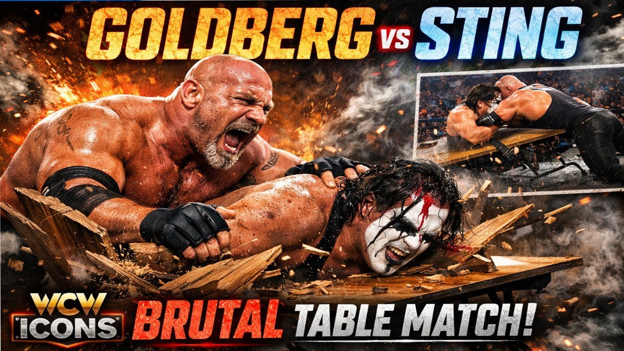 Goldberg vs Sting - BRUTAL Table Match Full Fight (WCW Icons)