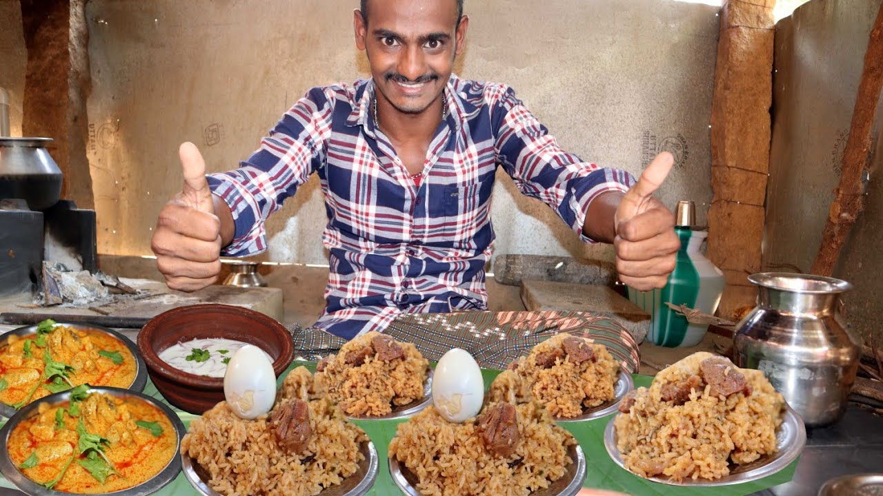 MUKBANG-5 Plate தலப்பாகட்டு மட்டன் பிரியாணி ஆட்டு குடல் குருமா Eating Challenge