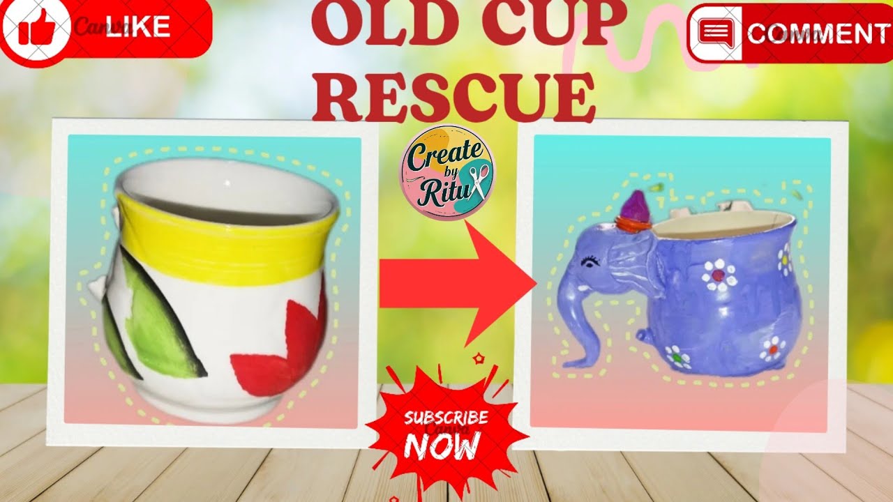 How to decor old waste cup || recue waste cup || ভেঙে যাওয়া কাপ দিয়ে কিভাবে নতুন কিছু তৈরি করবেন |