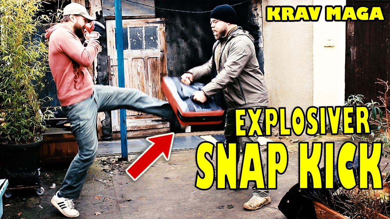 Explosiver Kick Selbstverteidigung KRAV MAGA -Tutorial Schnapp-Tritt für Kampf und Eröffnungsschlag