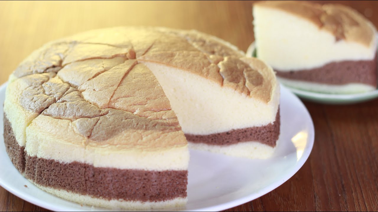 เค้กไข่ญี่ปุ่นทูโทน Japanese cotton cake เค้กเนื้อนุ่ม เด้งๆ ที่มีสองรสชาติในชิ้นเดียว