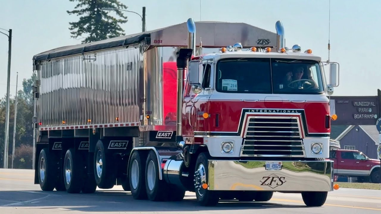 Trucks Leaving the 2025 Richard Crane Memorial Truck Show (St. Ignace, MI)