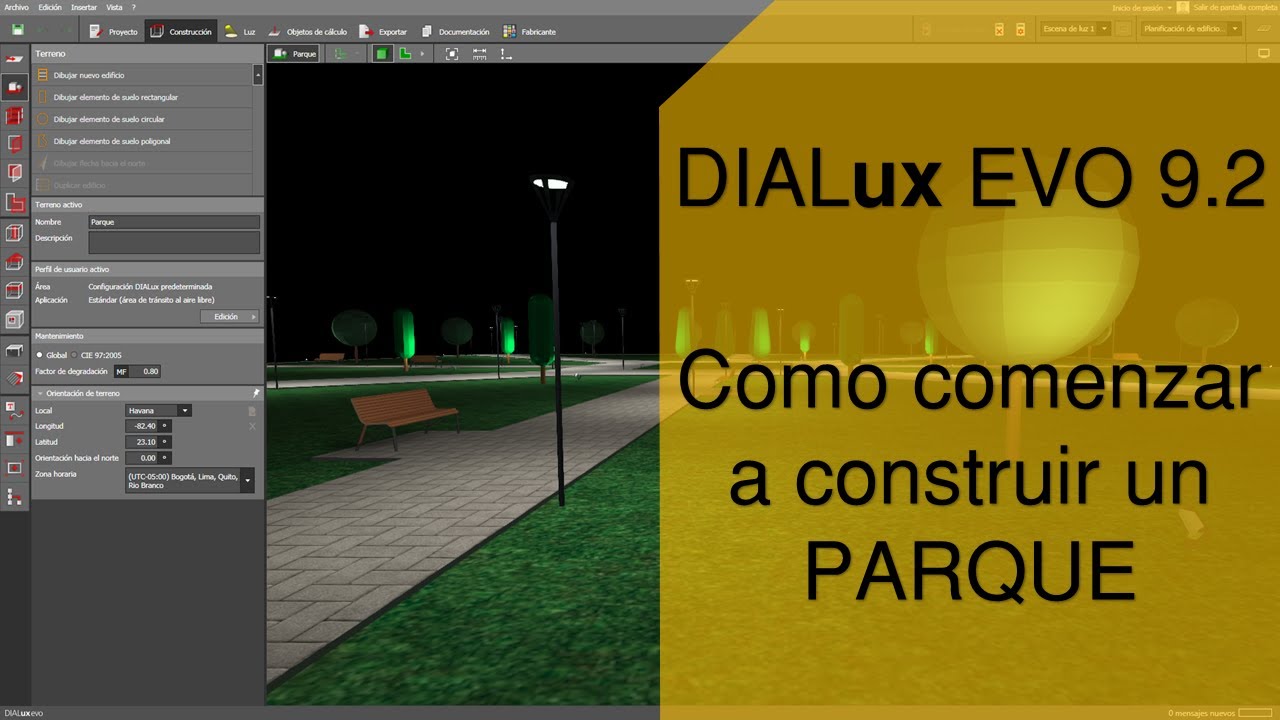 Como comenzar a construir un parque en DIALux EVO 9.2