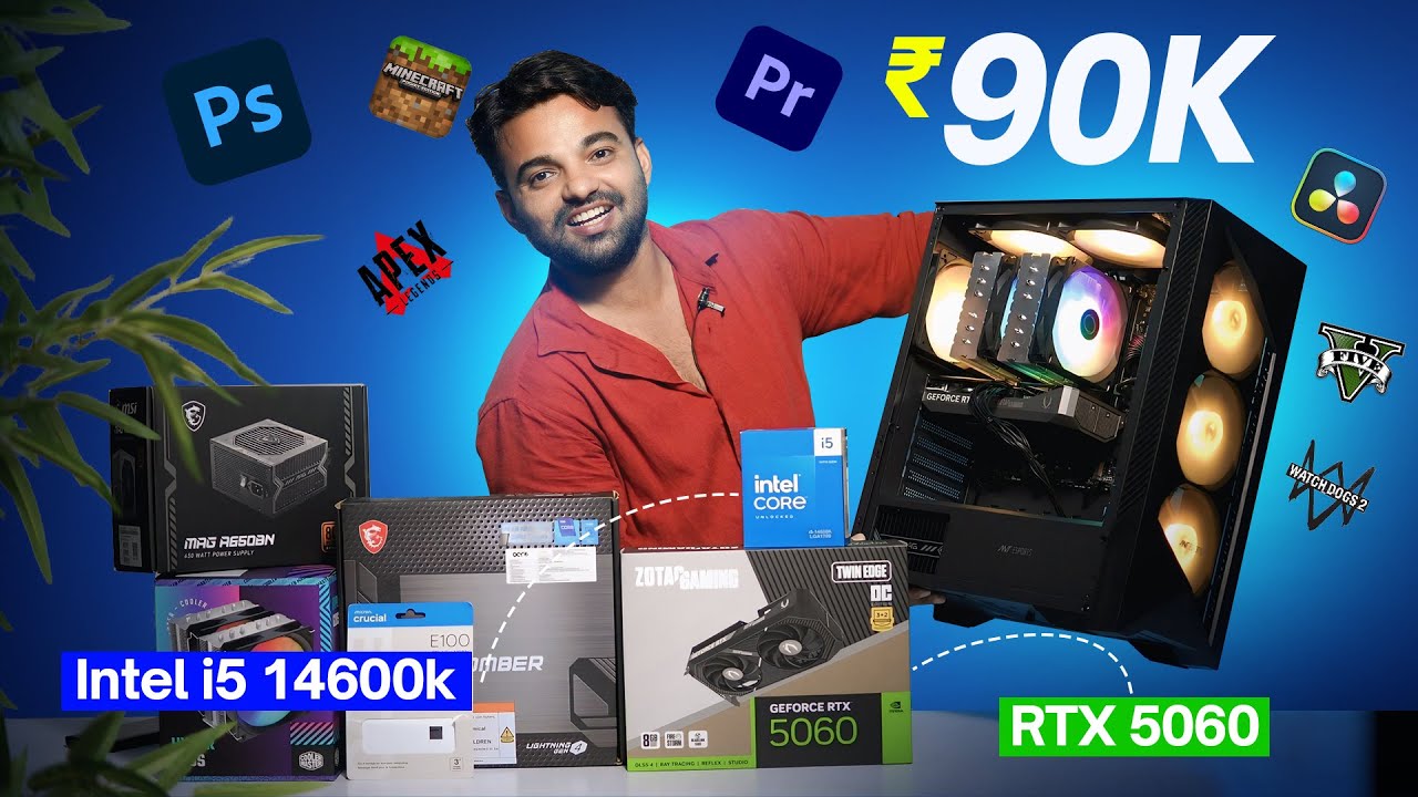 90,000 PC Build for Hardcore Gaming ⚡ i5 14600K + RTX 5060 8GB