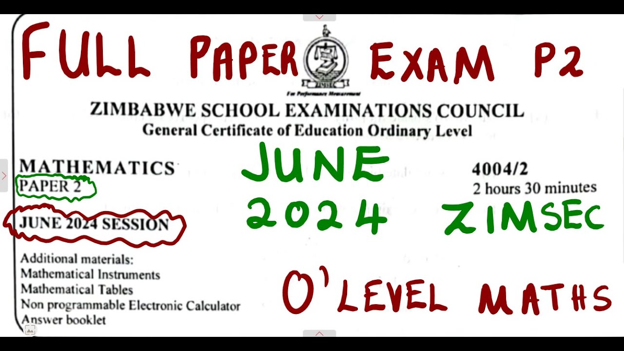 ZIMSEC June 2024 Paper 2 Mathematics Full Paper Revision @mathszoneafricanmotives   @mathwithlightone