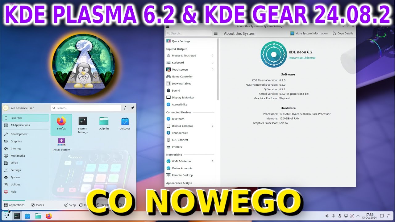 Co nowego w KDE PLASMA 6.2 na przykładzie Linux KDE NEON. Om&oacute;wienie nowości także w KDE GEAR 24.08.2