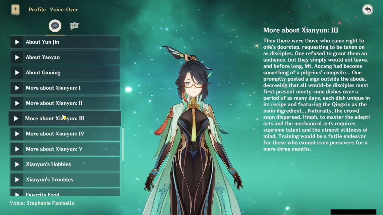 XIANYUN ALL VOICE LINES (ENGLISH)