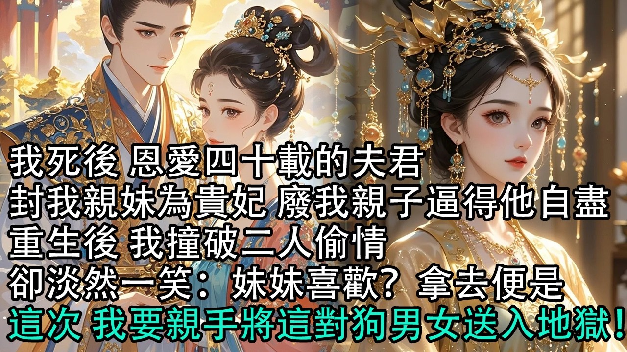 【一口氣看完】我死後 恩愛四十載的夫君，封我親妹為貴妃 廢我親子逼得他自盡，重生後 我撞破二人偷情，卻淡然一笑：妹妹喜歡？拿去便是，這次 我要親手將這對狗男女送入地獄！#古言 #有聲小說 #情感故事
