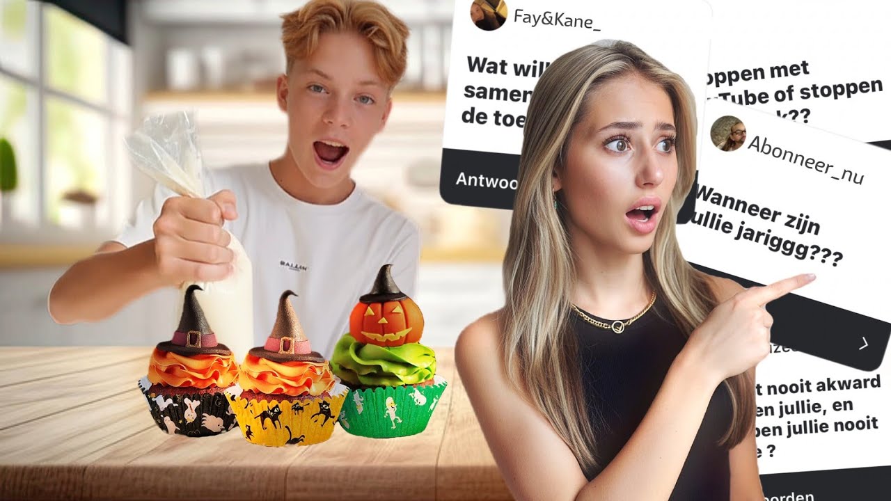 De GEKSTE vragen & de ENGSTE HALLOWEEN cupcakes! 🎃 | Fay en Kane Q&A Halloween Special