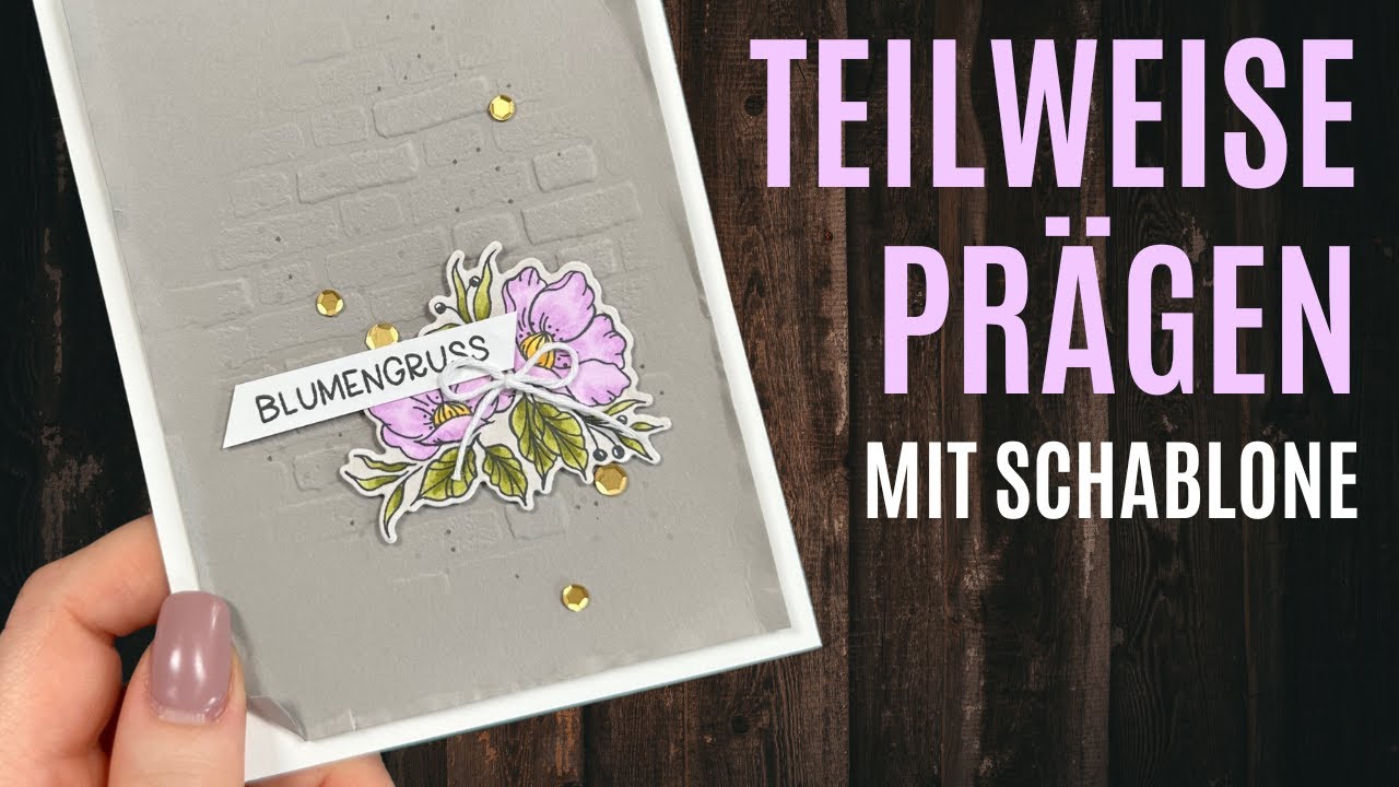 Teilweise Prägen mit Prägeformen und einer selbstgemachten Schablone