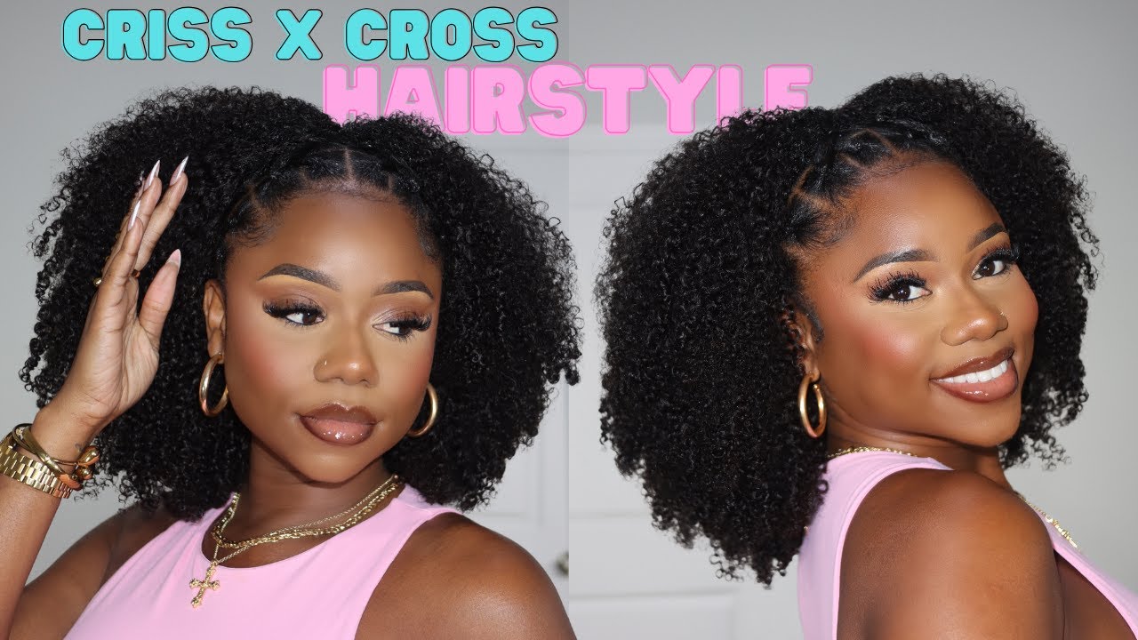 CRISS CROSS HAIRSTYLE WITH CURLY HAIR (UNDER 20 MINUTES) | PROTECTIVE STYLE | BetterLength
