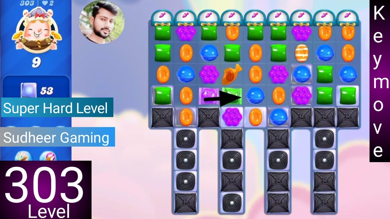 Candy crush saga level 303 । Super Hard level। No boosters । Candy crush 303 help। Sudheer CC Gaming