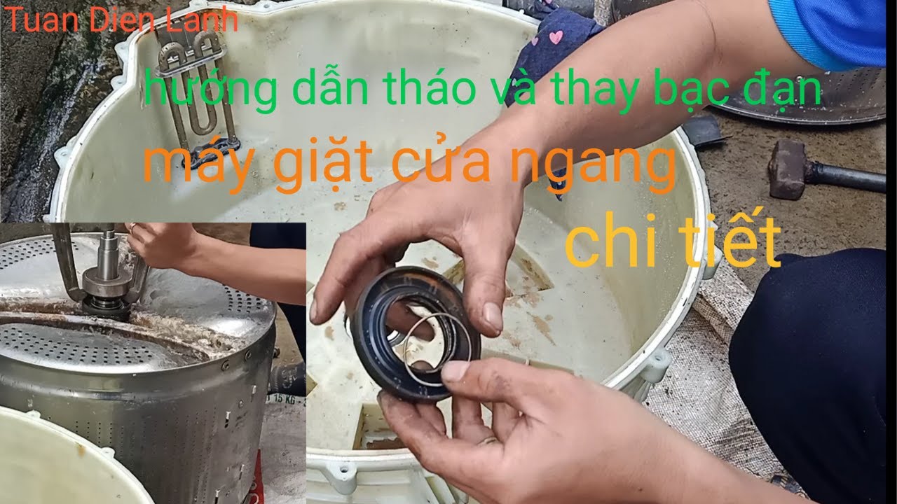 hướng dẫn tháo và thay bạc đạn máy giặt cửa ngang AQUA.chi tiết nhất