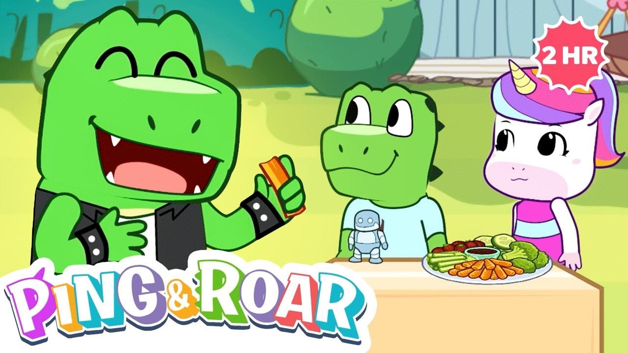👶🍼 Biggest Babysitter Ever! | 2 Hour Ping & Roar Cartoon Compilation 🦄🦖 | Fun Kids Adventures