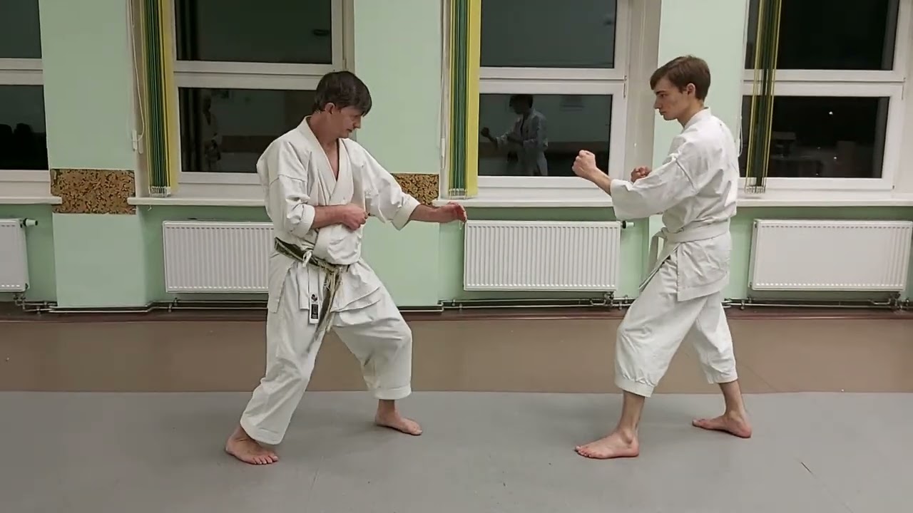Gankaku (岩鶴) kata bunkai  -  Juji Uke / Nidan tobi geri