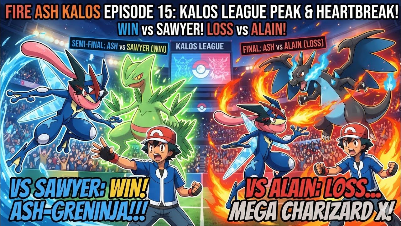 Pokemon Fire Ash (Kalos) # Episode 15 The Peak of Kalos! From Sawyer’s Strength to Alain’s Flame