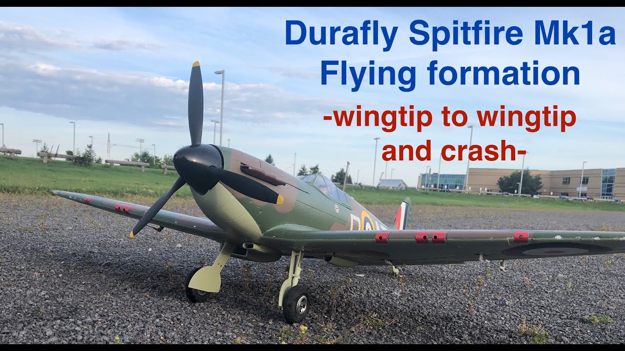 Spitfire Mk1a - Flying Formation, including CRASH landing and mid-air!