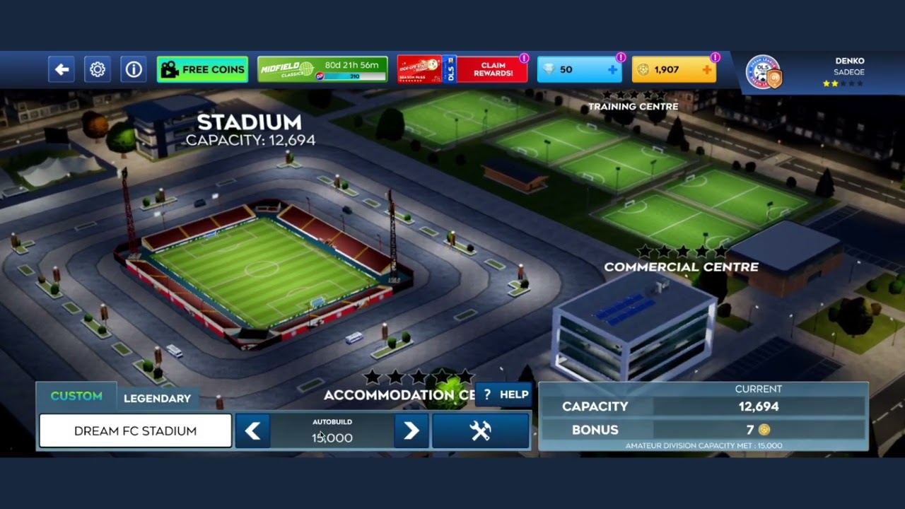 Как увеличить вместимость стадиона в Dream League Soccer 2026 (DLS 26).