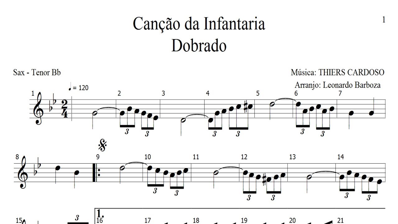 Partitura - Canção da Infantaria (Saxofone Tenor em Sib)