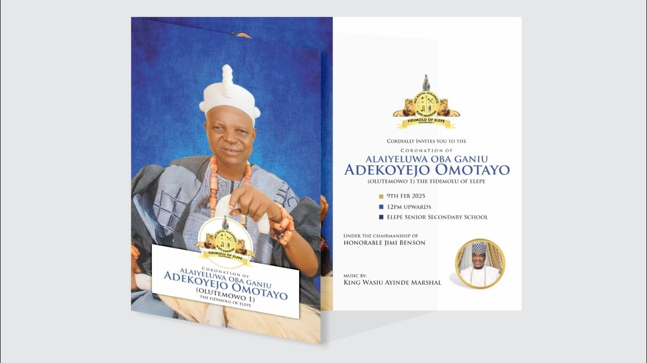 Coronation of OBA GANIU ADEKOYEJO OMOTAYO (OLUTEMOWO1) THE FIDIMOLU OF ELEPE (2025)