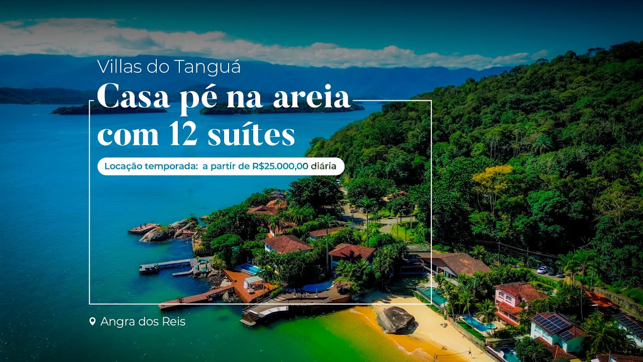 Casa pé na areia com 12 suítes em Angra dos Reis | Locação temporada Villas do Tanguá - cód. 166