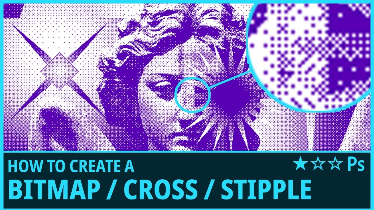 How to Create a Bitmap / Cross / Stipple Effect from Images in Photoshop - (Bitmap Mode, Cross)