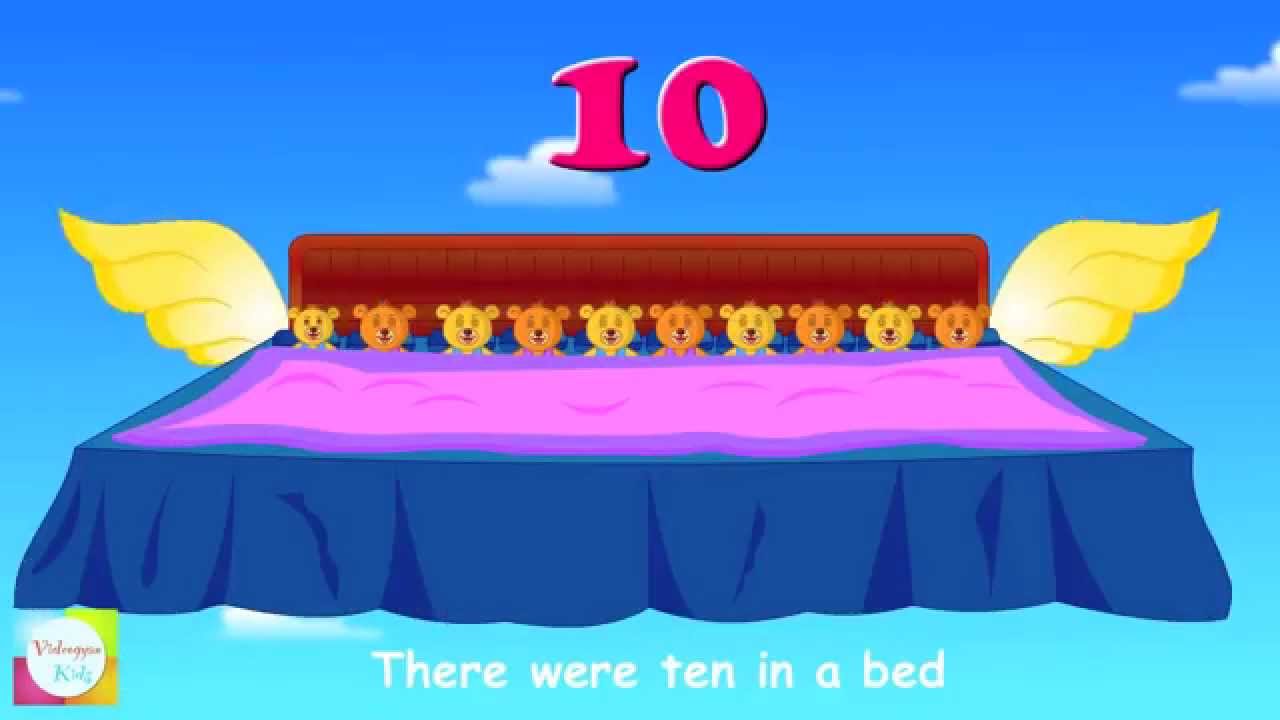 Ten In The Bed Nursery Rhyme With Lyrics - Animation Songs For Children
