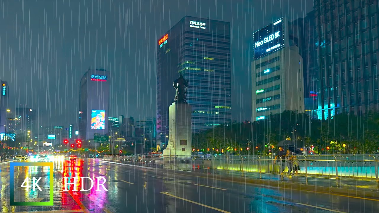Seoul Rain Walk Around Gyeongbokgung Palace | Ambience Sounds for Sleep 4K HDR