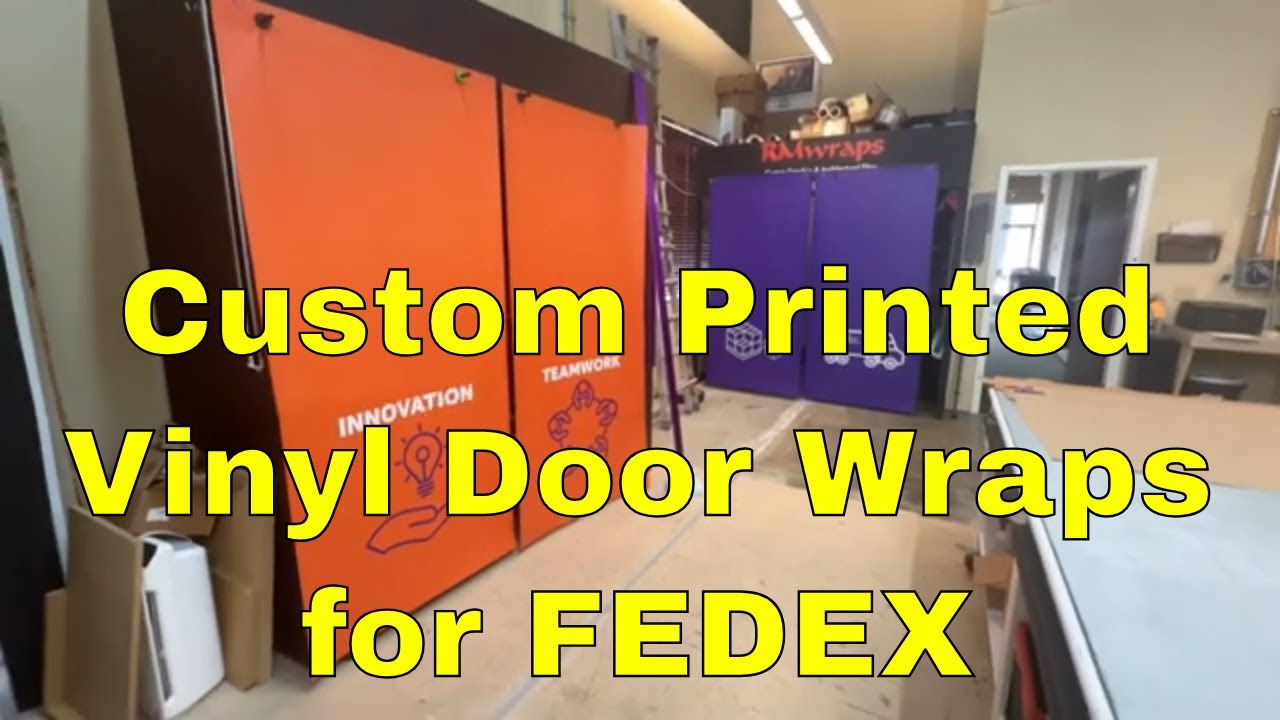 Custom printed vinyl door wraps for FEDEX office 3M air release Matte sheen vinyl.