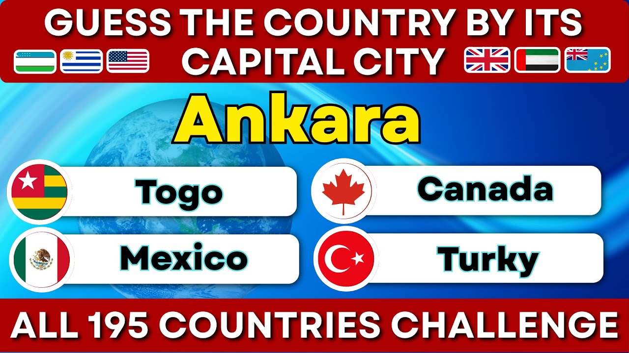 Guess the Country by Capital City Quiz | 195 Countries Challenge