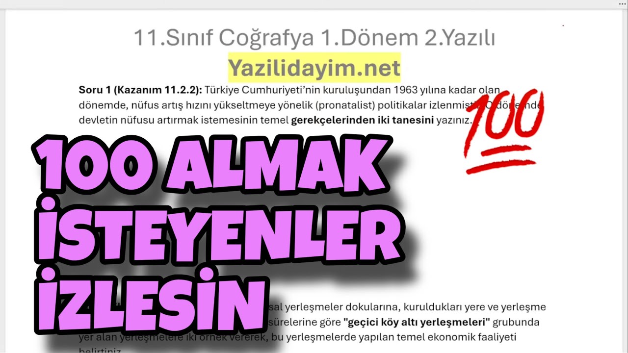 11.Sınıf Coğrafya 1.Dönem 2.Yazılı