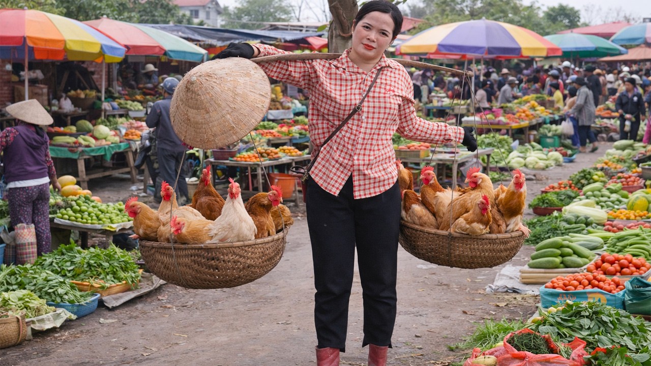 Harvesting Chickens That The Father and Daughter Raised Themselves To  Sell - Self-sufficient living