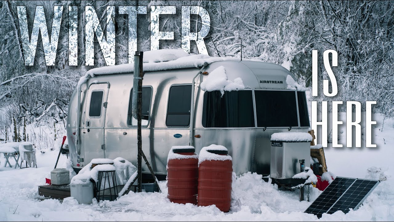 Our First OFF GRID WINTER - Airstream Wood Stove Install