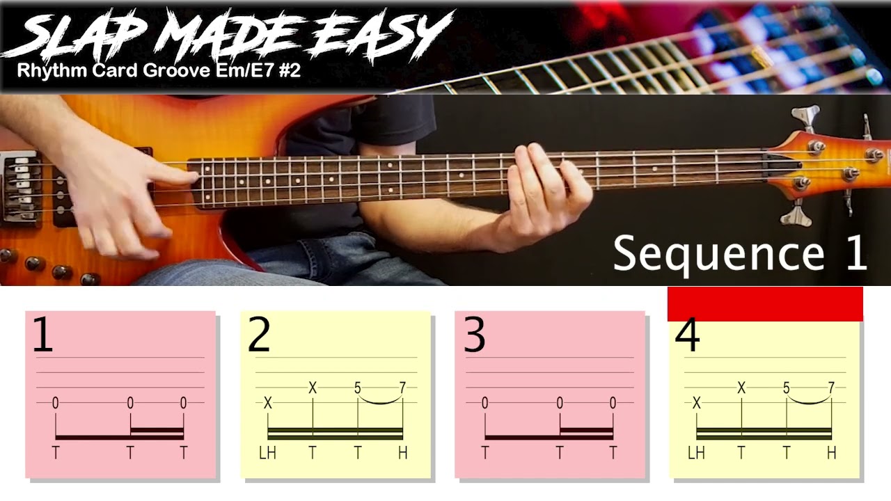 SLAP: Flashcard Bass Line #4 over Em7 Chord