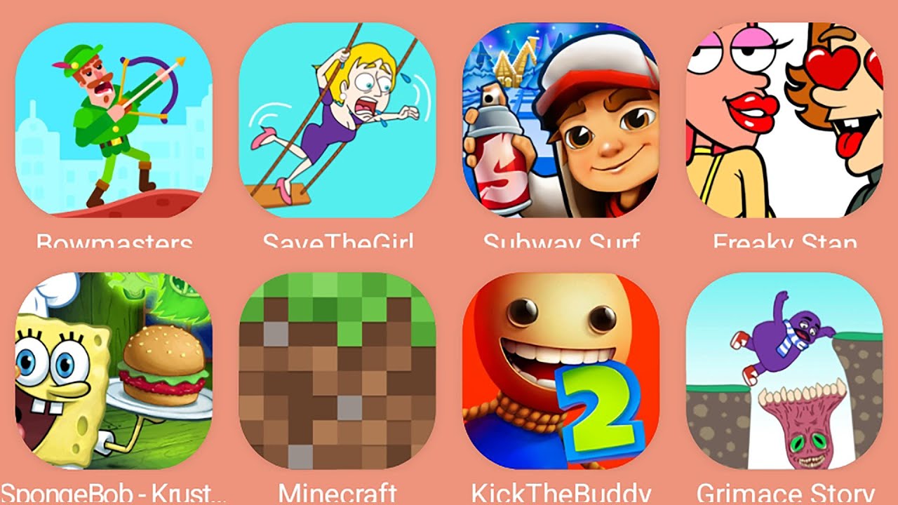 Gramic Monster Scary survival,Kick The Buddy,Minecraft,Emoji Puzzle,Survival Story,Bowmasters,HCR 2