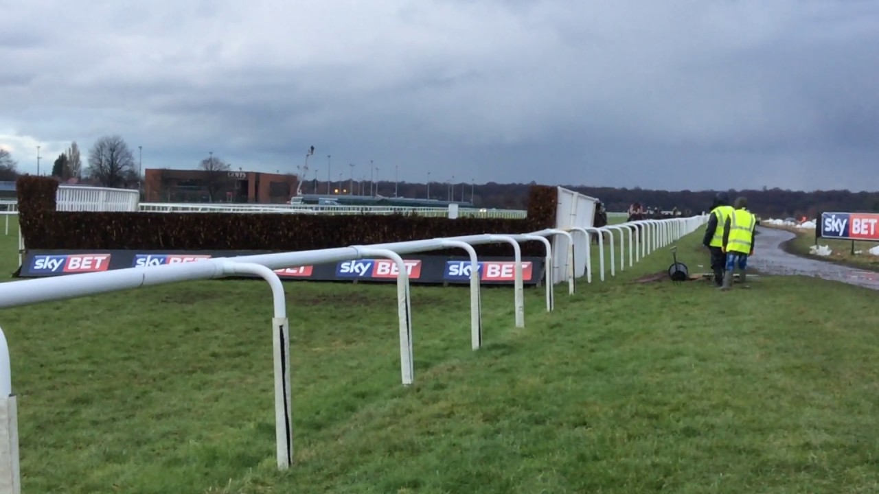 Doncaster racecourse going over the  jump