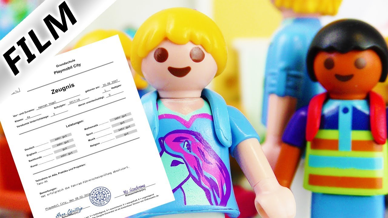 Playmobil Film Deutsch - ZEUGNIS FÜR HANNAH! ZEUGNISVERGABE IN DER SCHULE - Schulfilm Familie Vogel