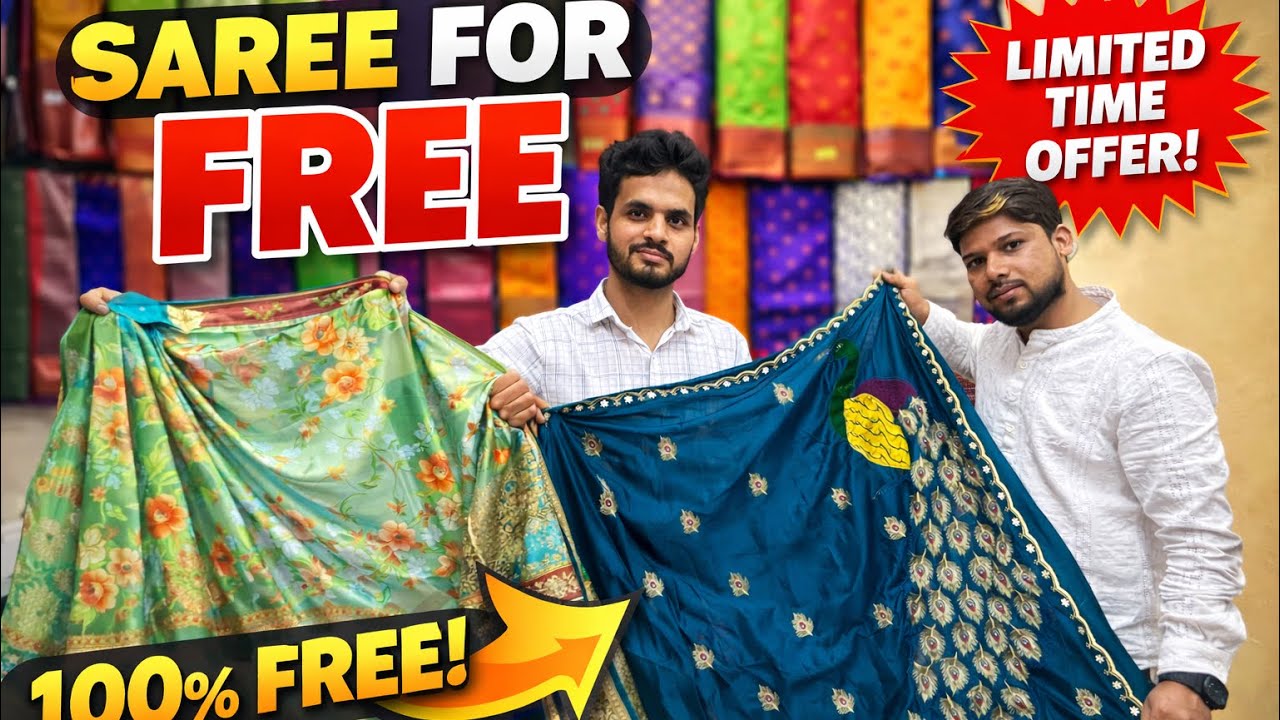 🔥Free - Sarees Wholesale Madina Sarees In Hyderabad #saree #madinamarket 