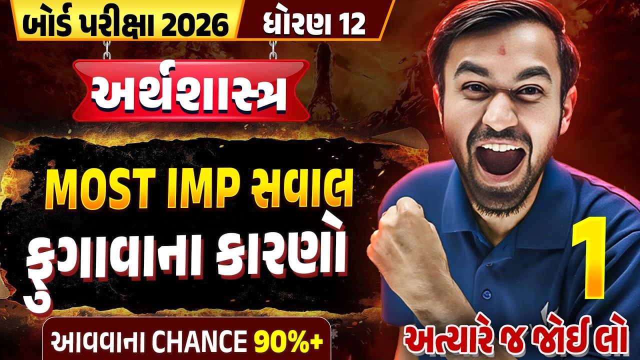 Std 12 Eco ફુગાવાના કારણો Full Explanation💥| 100% Important Topic | Most IMP for Board 2026