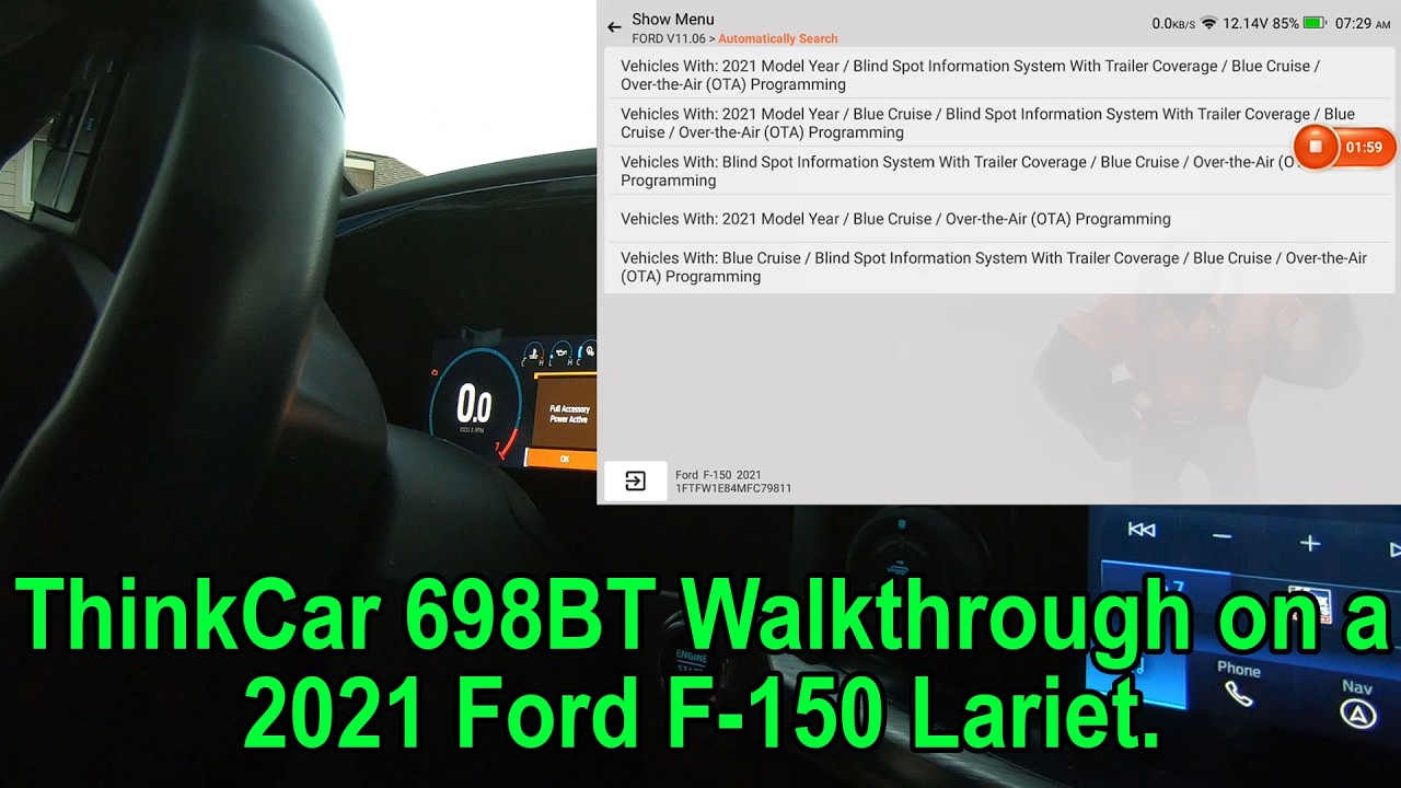 Thinkcar 689BT Walkthrough of Active Test and Special Functions  on a 2021 Ford F 150