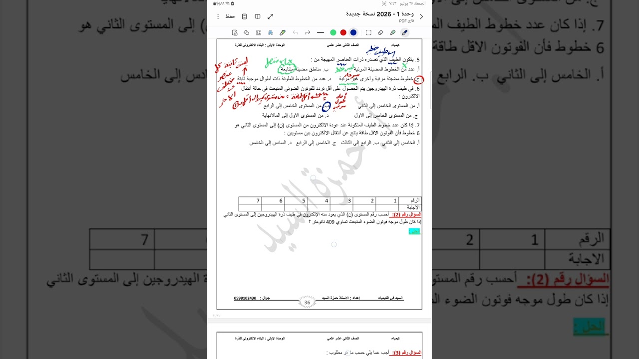 الوحدة ١ : الحصة ٧ : حل امتحان رقم ١