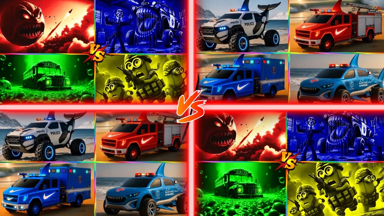 Tiles Hop – EDM Rhythm Challenge - MEGA SHARK 🚨 vs POLICE 🚓 vs FIRE TRUCK 🚒 _ Tiles Hop EDM Rush