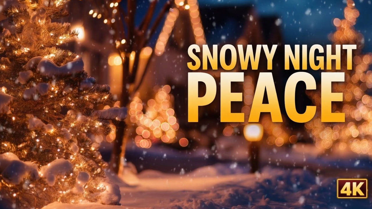 Midnight Snowfall in Cozy Village 🎄 Magical Winter Night Ambience 4K